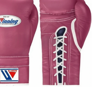 Gants de boxe à lacets Winning, rose foncé, cuir véritable, gants d'entraînement de boxe professionnels, gants de sparring, édition femme, 8oz 10oz 12oz - Product Image 2