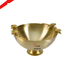 Tazón de acero inoxidable de metal con forma de flor con acabado dorado de diseño único para bar restaurante de hotel y hogar - Product Image 3