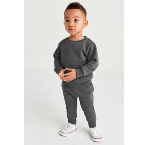 Conjunto Deportivo de Algodón Gris para Bebés, Cuello Redondo, Manga Larga, Color Sólido, Ropa Casual de Otoño, Trackstar, Marca Privada OEM - Product Image 2