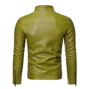 Excellent Quality Breathable Custom Men's Winter <b>Genuine</b> <b>Leather</b> <b>Jacket</b> with Stand Collar and Zipper Fashion <b>Leather</b> <b>Jacket</b> - Product Image 2