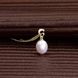 Collar con Colgante Clásico y Elegante con Perla de Agua Dulce, Plata de Ley 925, Bañado en Zinc Azul, Alta Calidad para Mujeres, Niñas y Niños - Product Image 5