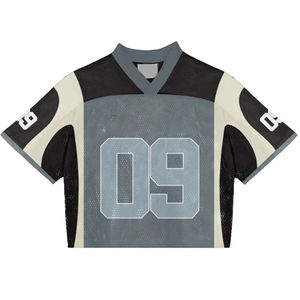 Camiseta de rugby cosida y cortada con estampado recortado por sublimación de gran tamaño personalizada, ropa de calle de malla para hombre, camiseta de fútbol americano Retro - Product Image 1