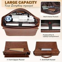 Sacoche élégante et imperméable pour ordinateur portable, en cuir PU, durable, personnalisable avec logo, pour affaires, bureau, voyage, marron, pour hommes