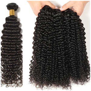 Trama de pelo rizado peruano crudo doble dibujado grueso, suave y extensiones de cabello humano crudo de grado de salón - Product Image 1
