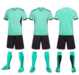 Conjunto de Uniforme de Fútbol Antibacteriano Personalizado de Alta Calidad para Hombre, Transpirable, de Secado Rápido, Camiseta de Manga Corta, Pantalones Cortos, Calcetines, Blanco y Azul - Product Image 2