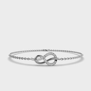 IGI Certified Round Lab Grown Diamond <b>Infinity</b> Knot Chain Bracelet in 14K Yellow / White / <b>Rose</b> Gold - Product Image 2