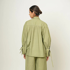 ชุดเสื้อผ้าฝ้ายออร์แกนิกเสื้อเชิ้ตและกางเกงทรงโอเวอร์ไซส์ชุดลำลองใส่สบายแบบเท่ๆมีจำหน่ายขนาดใหญ่สำหรับฤดูร้อน - Product Image 2