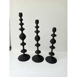 Ensemble de 3 bougeoirs coniques en métal noir mat, style nordique minimaliste, en fer, pour centre de table, mariage, décoration intérieure - Product Image 5