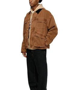Veste de travail en coton sergé de haute qualité avec logo personnalisé pour hommes, coupe décontractée, respirante, style de rue, col rabattu, décontracté XL - Product Image 4