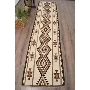2.5x10.7 ft <b>Rug</b>, <b>Runner</b> Vintage <b>Rug</b>, Brown Kilim Floral <b>Rug</b> - Product Image 1