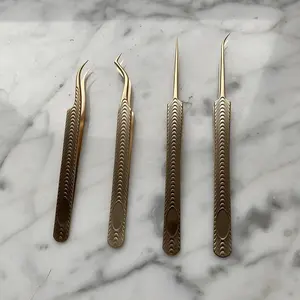 Pince à cils en acier inoxydable antistatique de précision pince à épiler professionnelle à pointe de Fiber pour l'extension de cils - Product Image 2