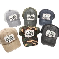 Casquette de baseball trucker personnalisée avec patchs lavés et dos en maille, broderie montagne Explorer, réglable, unisexe, pour l'extérieur, été, vente en gros