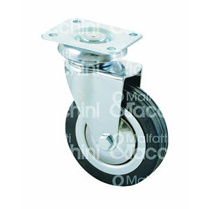 Roue en caoutchouc Art. 155 avec support en acier portant la plaque pivotante chromée - Product Image 1