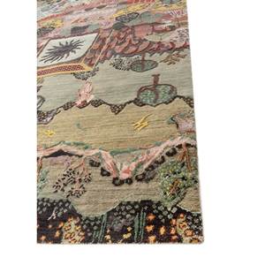 Tapis en laine et soie de bambou noué à la main Aurora Green, épaisseur 10 mm, motif abstrait original pour la maison, couloir, rectangle AKWB-3545 - Product Image 4