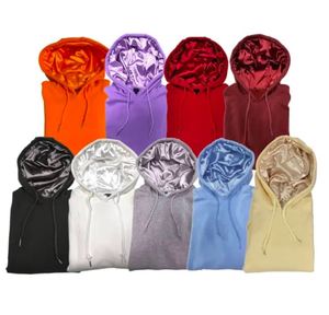 Venta al por mayor de fábrica Sudadera con capucha con forro de satén dividido en 2 tonos Sudadera con capucha con forro de seda personalizada Sudaderas con capucha de dos colores para hombres - Product Image 6