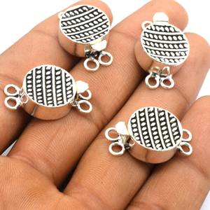 25X16X7MM Fermoir de boîte florale à un et plusieurs brins 1 et 2 et 3 brins Fermoir de bijoux plaqué argent oxydé B206 - Product Image 3
