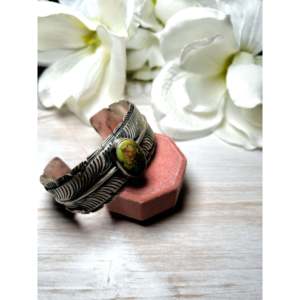 Navajo Handmade Sonoran Gold Turquoise & Sterling Silver Fashion <b>Cuff</b> Bracelet - Product Image 2
