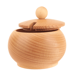 Beech Wood Sugar Bowl with <b>Lid</b> 10.5 cm Plant Oil Finish <b>Small</b> Rustic Kitchen Canister Wholesale Custom Logo - Product Image 1