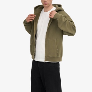 Logo personnalisé de haute qualité 100% coton sweat à capuche surdimensionné poids lourd sérigraphié jogging sweats à capuche pour hommes fermeture éclair complète - Product Image 4