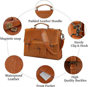 Bolso Mensajero de Cuero Hecho en Pakistán, Bolso de Hombro Tipo Maletín para Portátil, Impermeable, de Gran Tamaño, en Oferta - Product Image 2