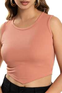 Exclusive <b>pink</b> ribbed sleeveless camisole <b>crop</b> <b>top</b> lightweight stretch knit for women perfect for layering summer outfits - Product Image 5