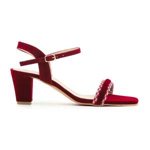 Maroon FR5059 Sandales formelles à talon et bride à la cheville pour femmes Sandales à plateforme à bout carré pour mariage et fête Semelle intérieure en PU à la mode - Product Image 2