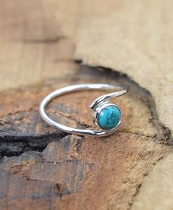 Joyas de piedras preciosas turquesas para mujer, anillo de estilo bohemio de plata, joyería de plata de ley 925, anillo hecho a mano de tendencia, Regalo para mamá - Product Image 5