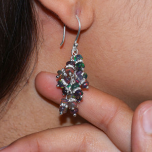 Pendientes colgantes de plata de ley 925, joyería de piedra de racimo de ópalo negro a la moda para mujer, para fiesta, aniversario, regalo de cumpleaños - Product Image 3