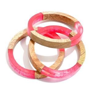Bracelet multicolore en bois et résine Bracelet jointif Bijoux de mode Cadeau pour elle Femmes Classique Femmes Filles Bijoux de fête Boucle d'oreille - Product Image 3