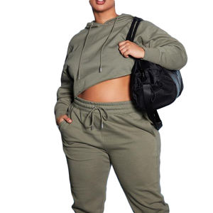 Custom Logo Cotton Sweatshirt with Kangaroo Pocket & Hood for Women ODM Full <b>Zip</b>-<b>up</b> Hooded <b>Crop</b> Top for Spring Fall and Winter - Product Image 5