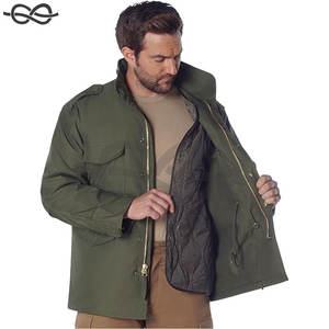 Ultra Force Olive Drab Field Jacket Abrigo de algodón pesado grande Botón Cierre frontal Puños ajustables Capucha oculta - Product Image 1