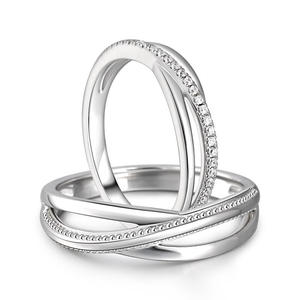 Jeulia Eternal Promise Crossover Sterling <b>Silver</b> Couple Wedding <b>Rings</b> with Cut Zircon - Product Image 2