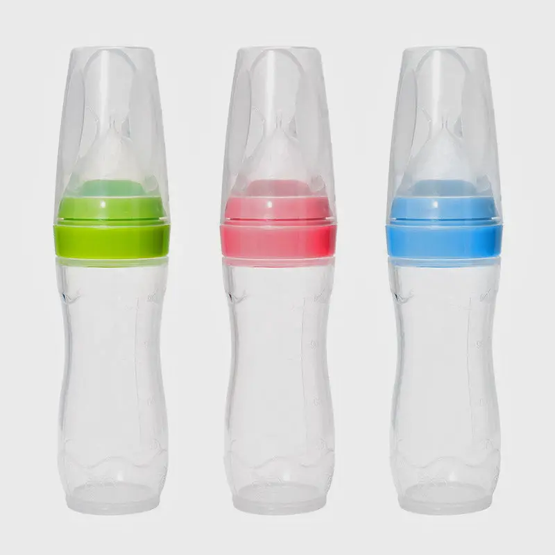 Hot Sale Food Grade Feeder Environmental Protection Baby Silica Gel Rice Paste Bottle Silicone Baby Feeding Bottle