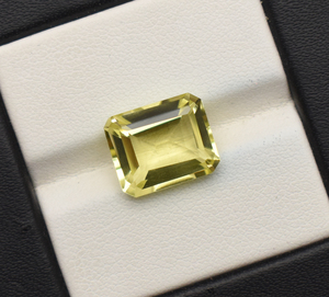 Piedra Preciosa de Cuarzo Limón Natural, Cuarzo Limón Amarillo 12X10 mm, Corte Esmeralda, para Joyería, 6.10 Quilates, Piedra Preciosa Suelta para Joyería - Product Image 2