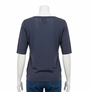 Camisetas de Punto con Cuello Redondo Antiarrugas para Mujer, Mezcla de Algodón, Suaves, Elásticas, Transpirables, para Uso Diario, Tops Casuales de Moda para Damas - Product Image 3