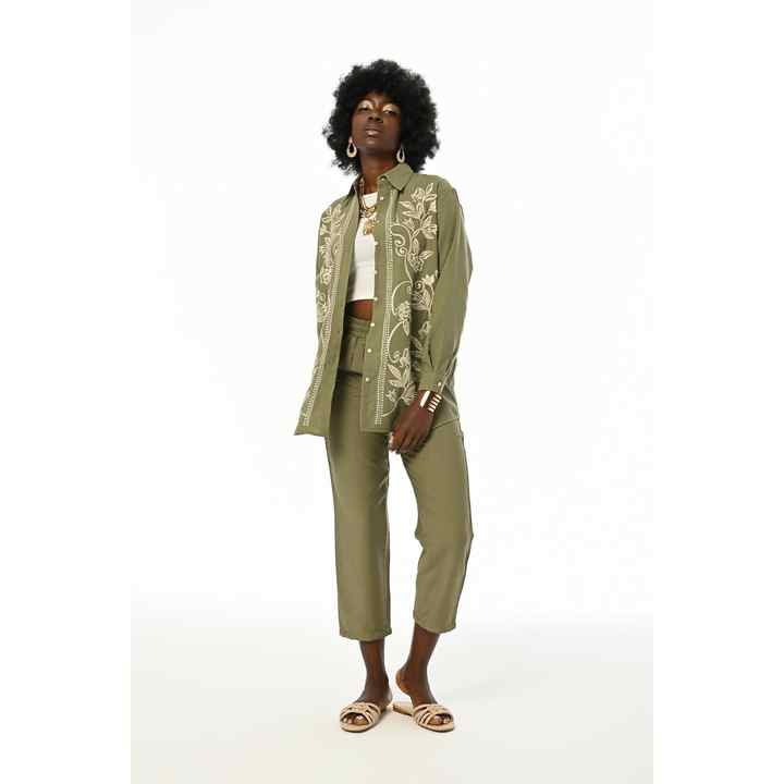 WOMEN'S EMBROIDERED OVERSIZED CUT SHIRT
