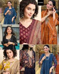 Dernières femmes portent un costume Anarkali Salwar Kameez pour un festival indien décontracté Robe à impression numérique Costume traditionnel à bas prix - Product Image 4