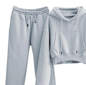 Conjunto Deportivo Informal con Capucha para Mujer, Novedad de Invierno, Conjunto de Dos Piezas con Top Corto y Pantalones de Pierna Recta - Product Image 2