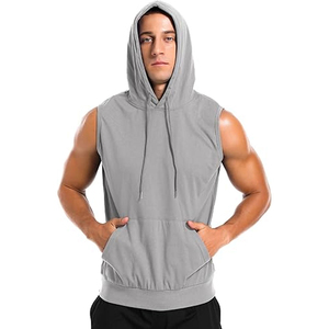 เสื้อมีฮู้ดแขนกุดสำหรับผู้ชายเสื้อมีฮู้ดกีฬาออกกำลังกายแบบพรีเมี่ยมสำหรับเข้ายิมวิ่งกิจกรรมกลางแจ้งงานตามสั่ง - Product Image 2