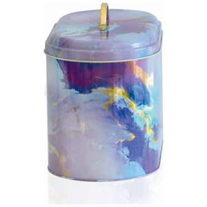 178X338X200mm Boîte à pain en métal à texture marbrée rose et or avec poignée 9.8L Stockage et récipient pour aliments - Product Image 2