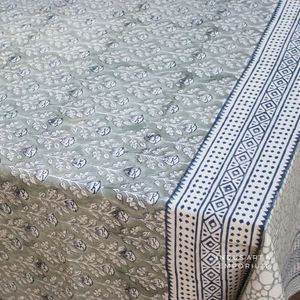 Toile à main en coton indien fleuri, bloc imprimé, 4/6 places et 8 places, 1 pièce - Product Image 5
