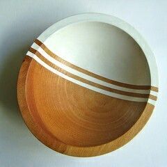 Nuevo estilo chino indio hecho a mano rayas multicolor resina imitado madera frutero servicio bandeja Interior decoración del hogar ornamento - Product Image 5