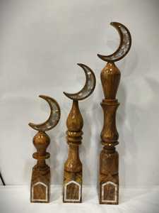 Décoration islamique artisanale en bois pour les festivités de l'Aïd Ramadan Art mural traditionnel et accents de table - Product Image 2
