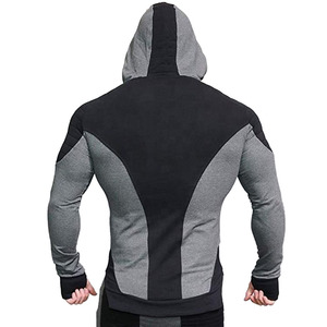 Chándal de gimnasio de entrenamiento de alta calidad, chándal transpirable liso deportivo ajustado con cremallera para hombre, chándal de jogging de algodón 100% para hombre - Product Image 3