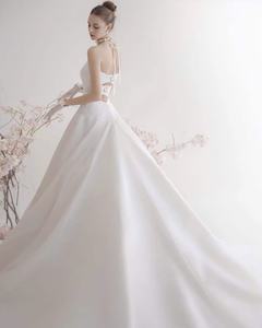 OEM diseño personalizado elegante vestido de novia hecho a mano de satén con encaje decoración de alta calidad Mikado tela tamaño XL novia - Product Image 3