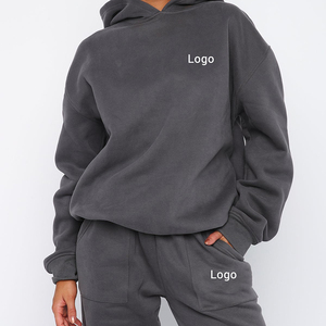 Ropa de calle de lana de algodón de alta calidad personalizada para mujer, ropa de calle lisa en blanco de gran tamaño para entrenamiento con hombros caídos, ropa de invierno - Product Image 1