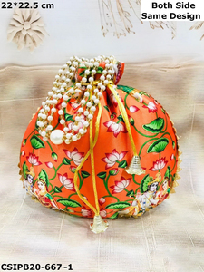 Handmade Indian <b>Embroidered</b> Fabric Potli <b>Clutch</b> Elegant Style for Weddings and Celebration Moments Return Gifts! - Product Image 2