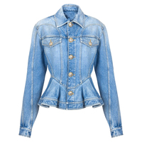 Chaqueta de Mezclilla Cruda de Invierno para Mujer, Manga Larga, Corte Ajustado, Tallas Grandes, Alta Calidad, Transpirable, Ecológica, Servicio OEM Personalizado