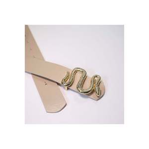 <b>Snake</b> Buckle Women's Trouser Belt, Jacket Belt, <b>Dress</b> Belt, Shirt Belt - BEIGE-GOLD - Product Image 4