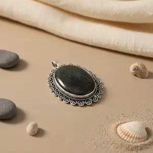 "Labradorite <b>Cross</b> Pendant Charm <b>Necklace</b>-925 <b>Silver</b> Rose Gold Women's Jewelry" - Product Image 2